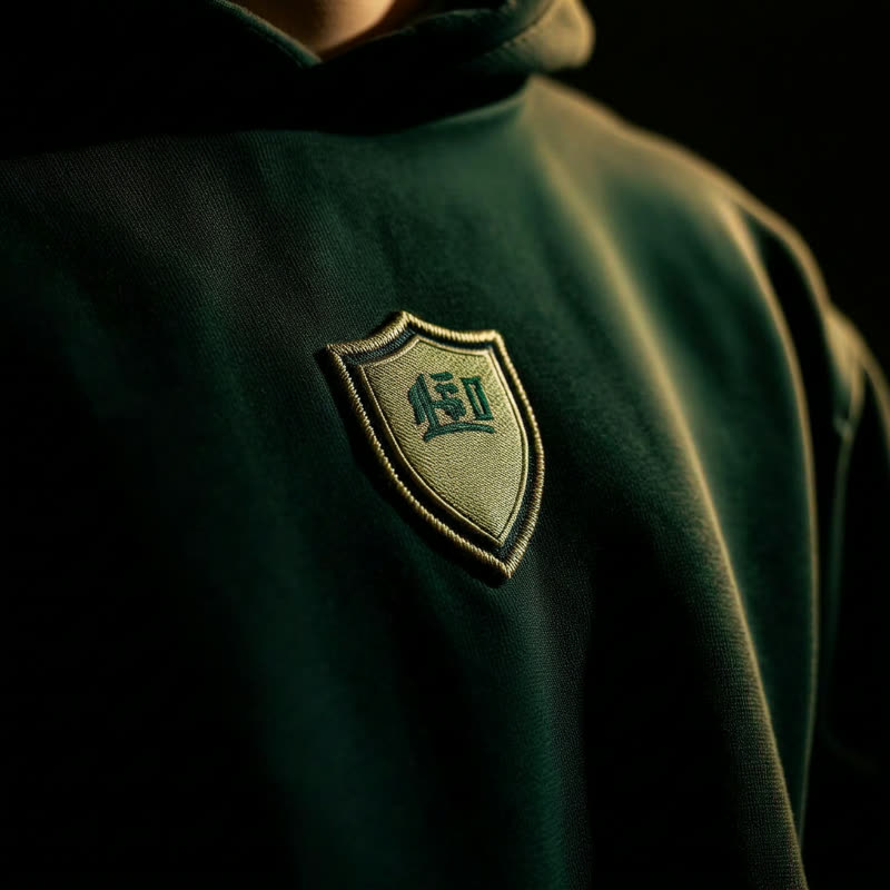 Discreet Mafia shield detail close-up